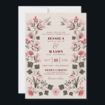 Modern Boho Folk Wedding Invitation Kaart<br><div class="desc">Dit bohemisch folkontwerp is voorzien van een decoratieve symmetrische constructie van moderne botanische elementen en elegante schone lettertypen. Bewerk eenvoudig de lettertypekleuren door op de knop Ontwerpgereedschap bewerken te klikken. Bekijk het hele collectie voor meer overeenkomende objecten!</div>