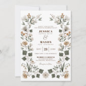 Modern Boho Folk Wedding Invitation Kaart (Voorkant)