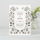 Modern Boho Folk Wedding Invitation Kaart (Staand voorkant)