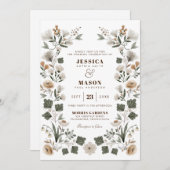 Modern Boho Folk Wedding Invitation Kaart (Voorkant / Achterkant)