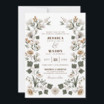 Modern Boho Folk Wedding Invitation Kaart<br><div class="desc">Dit bohemisch folkontwerp is voorzien van een decoratieve symmetrische constructie van moderne botanische elementen en elegante schone lettertypen. Bewerk eenvoudig de lettertypekleuren door op de knop Ontwerpgereedschap bewerken te klikken. Bekijk het hele collectie voor meer overeenkomende objecten!</div>