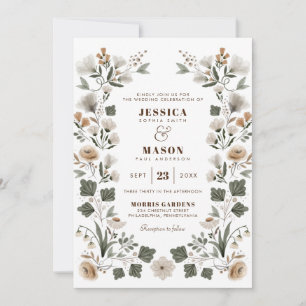 Modern Boho Folk Wedding Invitation Kaart