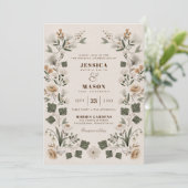 Modern Boho Folk Wedding Invitation Kaart (Staand voorkant)