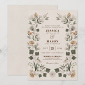 Modern Boho Folk Wedding Invitation Kaart (Voorkant / Achterkant)