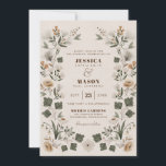 Modern Boho Folk Wedding Invitation Kaart<br><div class="desc">Dit bohemisch folkontwerp is voorzien van een decoratieve symmetrische constructie van moderne botanische elementen en elegante schone lettertypen. Bewerk eenvoudig de lettertypekleuren door op de knop Ontwerpgereedschap bewerken te klikken. Bekijk het hele collectie voor meer overeenkomende objecten!</div>