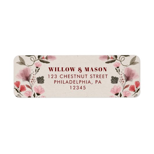 Modern Boho Folk Wedding Return Address Label (Voorkant)