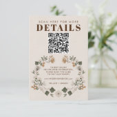 Modern Boho Folk Wedding RSVP - QR-code Kaartje (Staand voorkant)