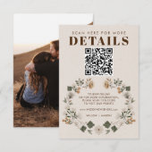 Modern Boho Folk Wedding RSVP - QR-code Kaartje (Voorkant / Achterkant)