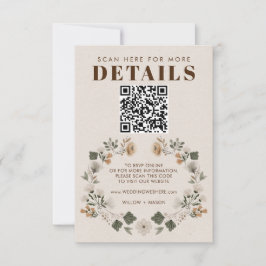 Modern Boho Folk Wedding RSVP - QR-code Kaartje