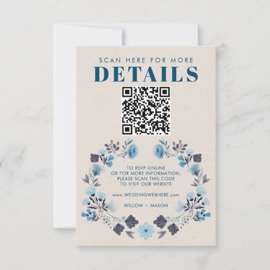 Modern Boho Folk Wedding RSVP - QR-code Kaartje (Voorkant)