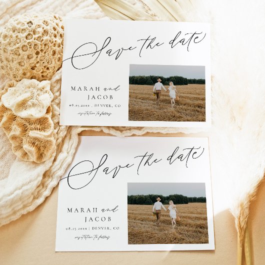 Modern Boho Foto Bewaar de Datum Kaart