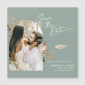 Modern Boho Foto bewaart de datum magnetische Kaar (Voorkant)