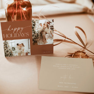 Modern Boho Foto met Kerstmis, Boho Terracotta Kaart
