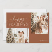 Modern Boho Foto met Kerstmis, Boho Terracotta Kaart (Voorkant)