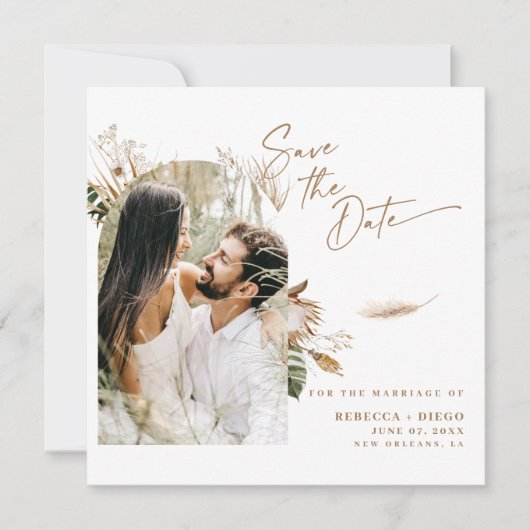 Modern Boho foto slaat de datum op (Voorkant)