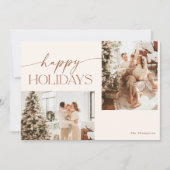 Modern Boho-fotokerstkaart | Happy Holiday Kaart (Voorkant)