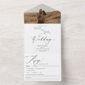 Modern boho foto's, kalligrafie bruiloft all in one uitnodiging (Binnen)