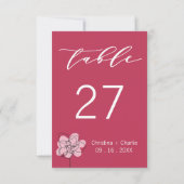 Modern Boho Fuchsia Roze Trouwtafel Nummer (Achterkant)