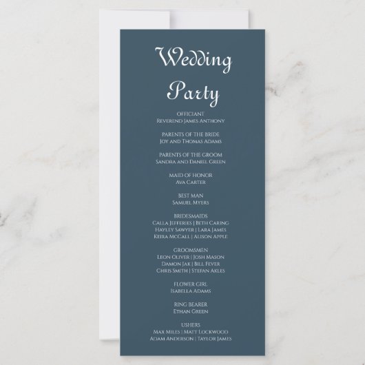 Modern Boho Garden Blue Wedding Programme (Achterkant)