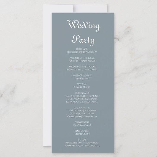 Modern Boho Garden Gray Wedding Programme (Achterkant)