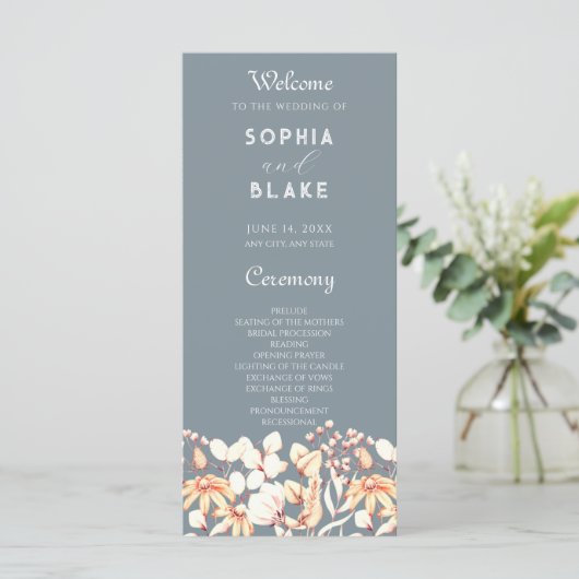 Modern Boho Garden Gray Wedding Programme (Staand voorkant)