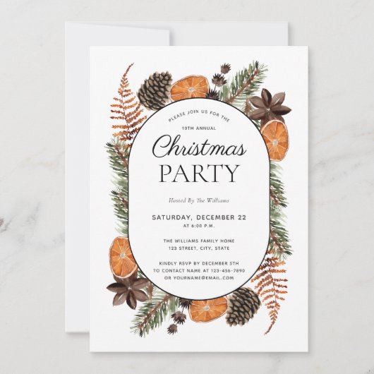 Modern Boho gedroogd Oranje kerstfeest Kaart (Voorkant)