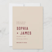 Modern Boho Geometric Arch Dark Red Wedding Save The Date (Voorkant)