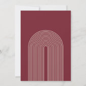 Modern Boho Geometric Arch Dark Red Wedding Save The Date (Achterkant)