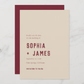Modern Boho Geometric Arch Dark Red Wedding Save The Date (Voorkant / Achterkant)