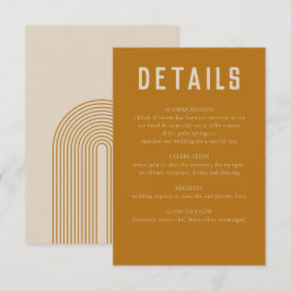 Modern Boho Geometric Arch Golden Beige Wedding Informatiekaartje