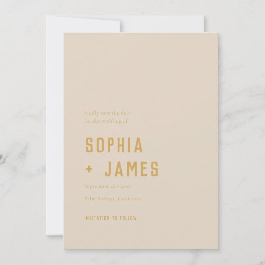 Modern Boho Geometric Arch Golden Beige Wedding Save The Date (Voorkant)