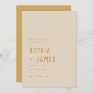 Modern Boho Geometric Arch Golden Beige Wedding Save The Date