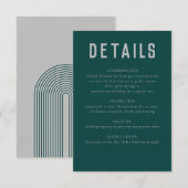 Modern Boho Geometric Arch Green Grey Wedding Informatiekaartje (Voorkant / Achterkant)