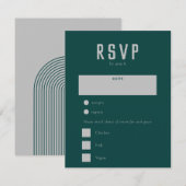 Modern Boho Geometric Arch Green Grey Wedding RSVP Kaartje (Voorkant / Achterkant)