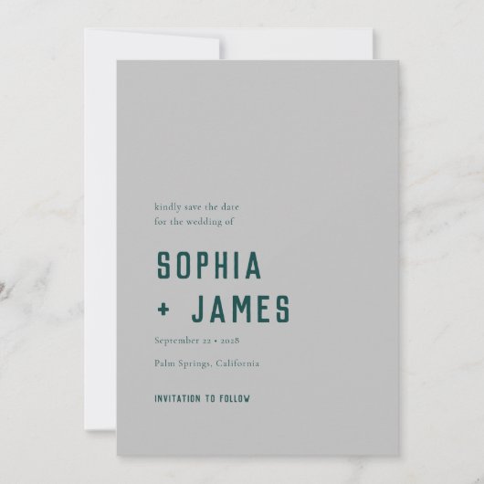 Modern Boho Geometric Arch Green Grey Wedding Save The Date (Voorkant)