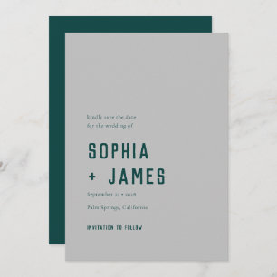 Modern Boho Geometric Arch Green Grey Wedding Save The Date