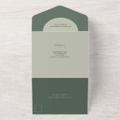 Modern Boho Geometric Arch Sage Green Wedding All In One Uitnodiging (Buitenkant)