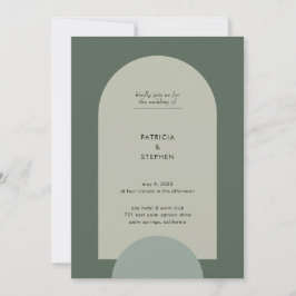 Modern Boho Geometric Arch Sage Green Wedding Kaart