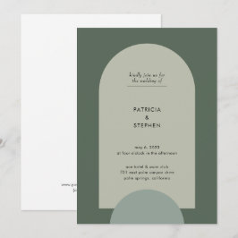 Modern Boho Geometric Arch Sage Green Wedding Kaart