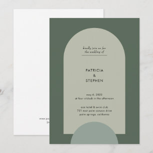 Modern Boho Geometric Arch Sage Green Wedding Kaart