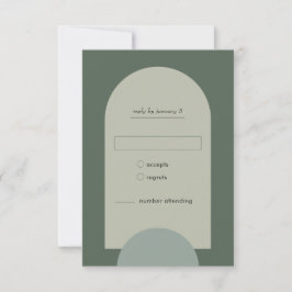 Modern Boho Geometric Arch Sage Green Wedding RSVP Kaartje
