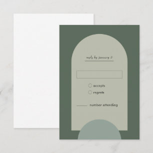 Modern Boho Geometric Arch Sage Green Wedding RSVP Kaartje