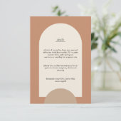 Modern Boho Geometric Arch Terracotta Wedding Informatiekaartje (Staand voorkant)