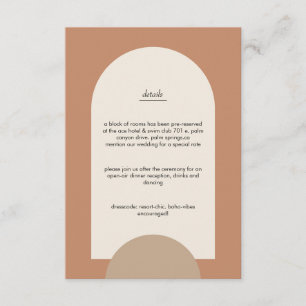 Modern Boho Geometric Arch Terracotta Wedding Informatiekaartje