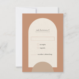 Modern Boho Geometric Arch Terracotta Wedding RSVP Kaartje