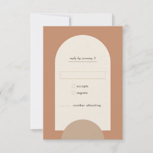 Modern Boho Geometric Arch Terracotta Wedding RSVP Kaartje