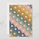Modern Boho Geometric Blue Pink Wedding Kaart (Achterkant)