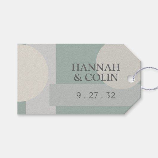Modern Boho Geometric Green Grey Taupe Cadeaulabel (Voorkant (Horizontaal))