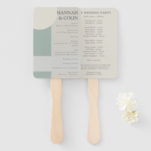 Modern Boho Geometric Green Grey Taupe Pr Handwaaier (Voorkant en achterkant)