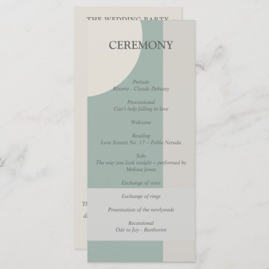 Modern Boho Geometric Green Grey Taupe Programmakaart (Voorkant / Achterkant)